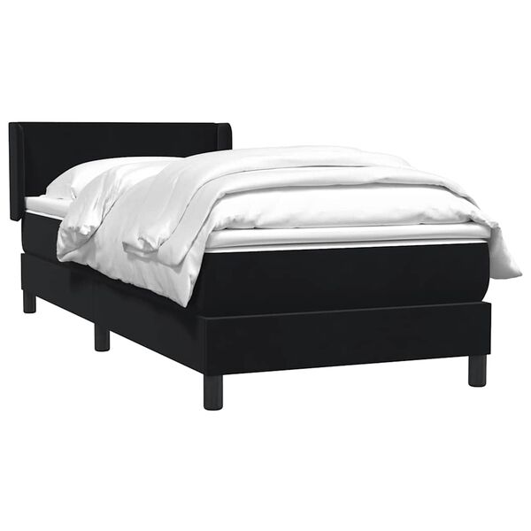 vidaXL Sommier &agrave; lattes de lit avec matelas noir 90x210 cm velours