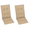 vidaXL Chaises de jardin lot de 2 et coussins beige Bois teck massif