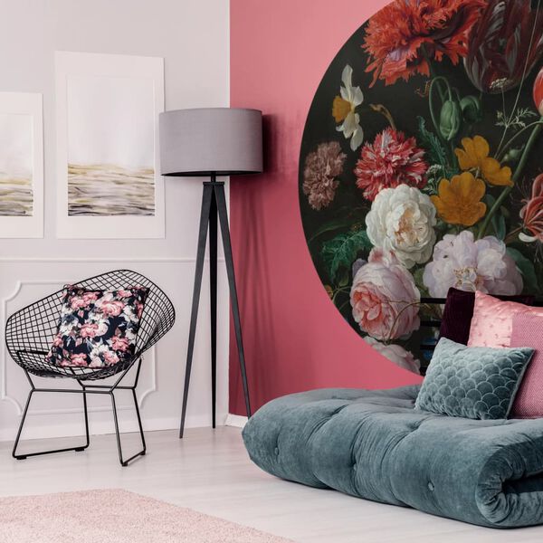 WallArt Papier peint cercle Golden Age Flowers 190 cm