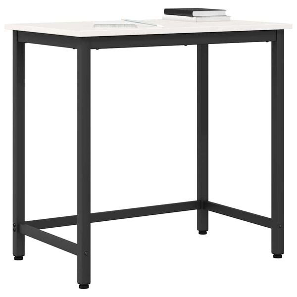 vidaXL table Blanc 80 x 50 x 77 cm Bois d'ing&eacute;nierie et acier