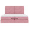 vidaXL Cadre de lit ottoman avec matelas rose 200x200 cm velours