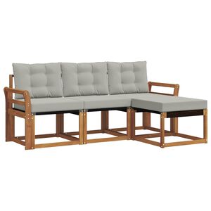 vidaXL Ensemble de canap&eacute;s d'ext&eacute;rieur 4 pcs Gris Naturel et Clair