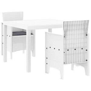 vidaXL Ensemble de salle à manger pour jardin 3 pcs Blanc Rattan Polt