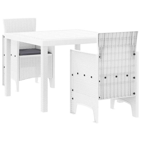 vidaXL Ensemble de salle à manger pour jardin 3 pcs Blanc Rattan Polt