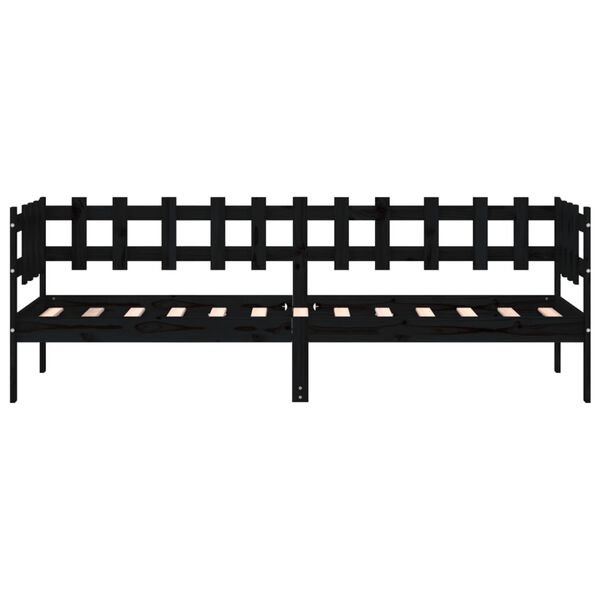 vidaXL Lit de jour sans matelas noir 90x200 cm bois de pin massif
