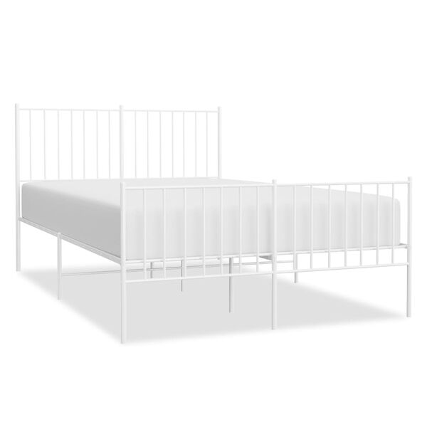 vidaXL Cadre de lit m&eacute;tal sans matelas et pied de lit blanc 120x200 cm