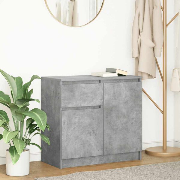 vidaXL Buffet avec tiroir gris b&eacute;ton 71x35x65 cm bois d'ing&eacute;nierie