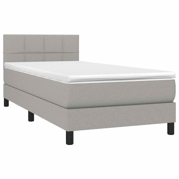 vidaXL Sommier &agrave; lattes de lit et matelas Gris clair 90x190 cm Tissu