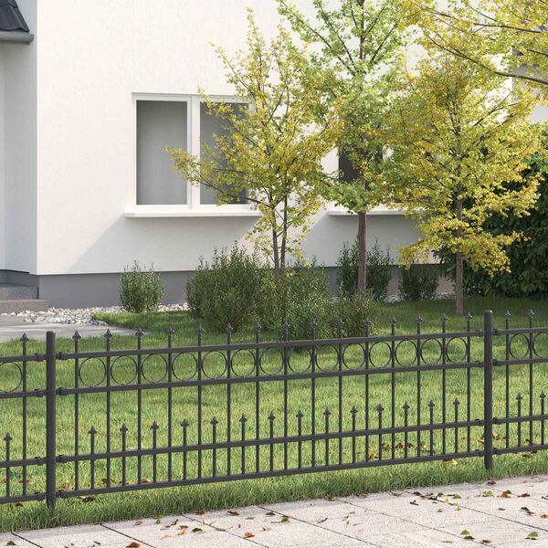 vidaXL Cl&ocirc;ture &agrave; anneau piqu&eacute; Noir 200 x 130 cm Acier enduit de poudre