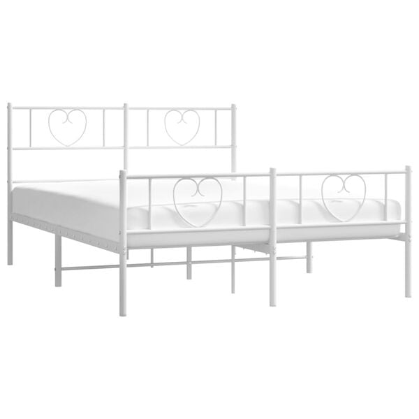 vidaXL Cadre de lit m&eacute;tal sans matelas et pied de lit blanc 160x200 cm