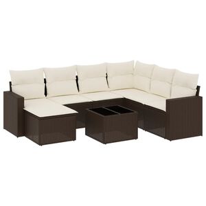 vidaXL Salon de jardin 8 pcs avec coussins marron r&eacute;sine tress&eacute;e