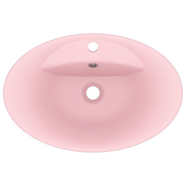 vidaXL Lavabo ovale de luxe à trop-plein Rose mat 58,5x39 cm Céramique