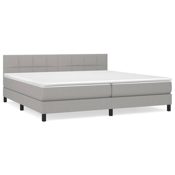 vidaXL Sommier &agrave; lattes de lit avec matelas Gris clair 200x200cm Tissu