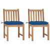 vidaXL Chaises de jardin lot de 2 avec coussins Bois de teck massif