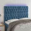 vidaXL T&ecirc;te de lit &agrave; LED Bleu fonc&eacute; 160x7x118/128 cm Velours