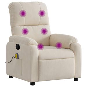 vidaXL Fauteuil inclinable de massage beige tissu microfibre
