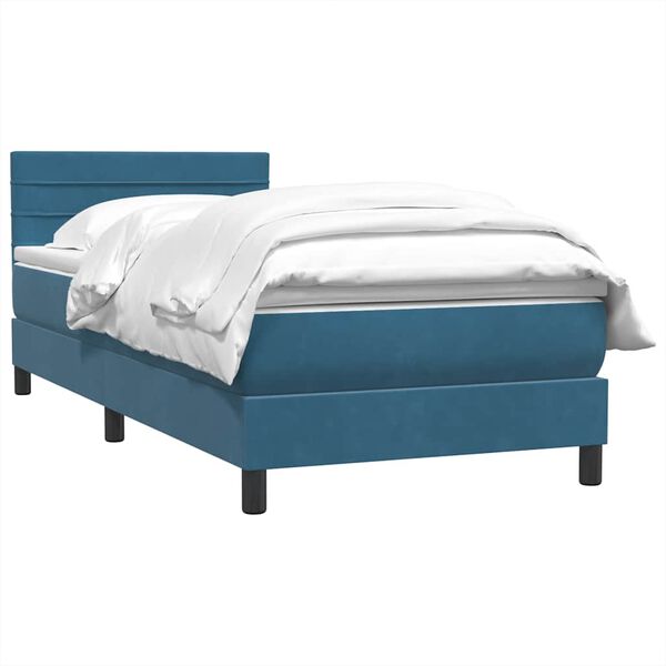 vidaXL Sommier &agrave; lattes de lit et matelas bleu fonc&eacute; 80x220 cm velours