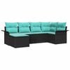 vidaXL Ensemble de canap&eacute; de jardin avec coussin 6 pcs Noir polyrotin