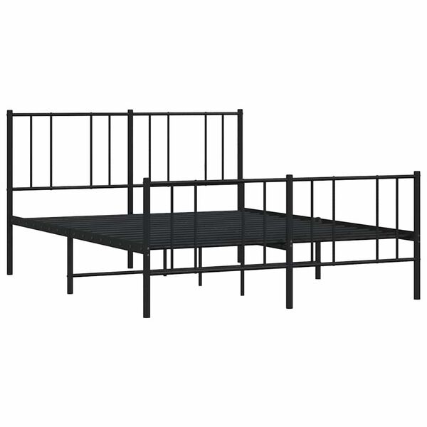 vidaXL Cadre de lit m&eacute;tal sans matelas avec pied de lit noir 140x200cm