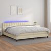 vidaXL Sommier &agrave; lattes de lit avec matelas et LED Cr&egrave;me 200x200 cm