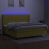 vidaXL Sommier &agrave; lattes de lit matelas et LED Vert 200x200 cm Tissu