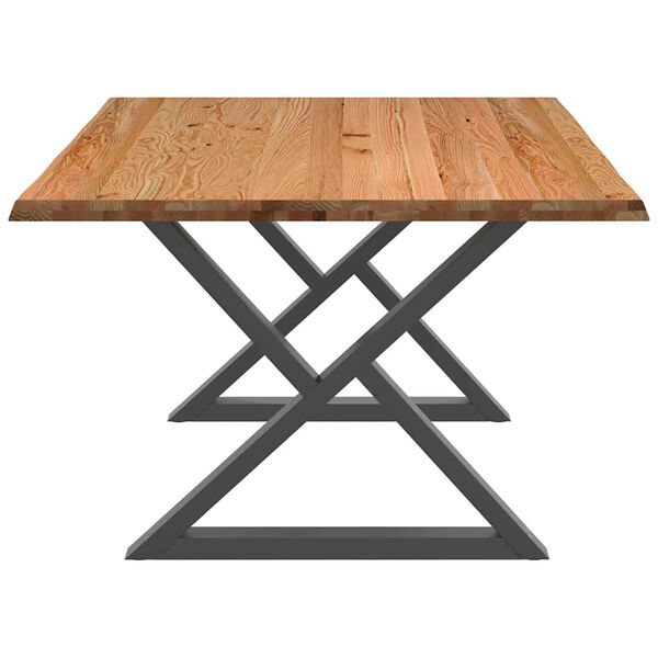 vidaXL Table à manger avec bord vivant 180x100x74 cm bois massif chêne