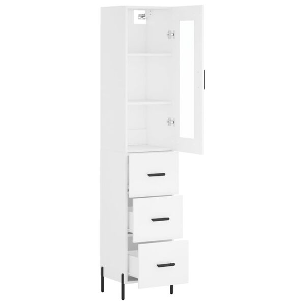 vidaXL Buffet haut Blanc 34,5x34x180 cm Bois d'ing&eacute;nierie