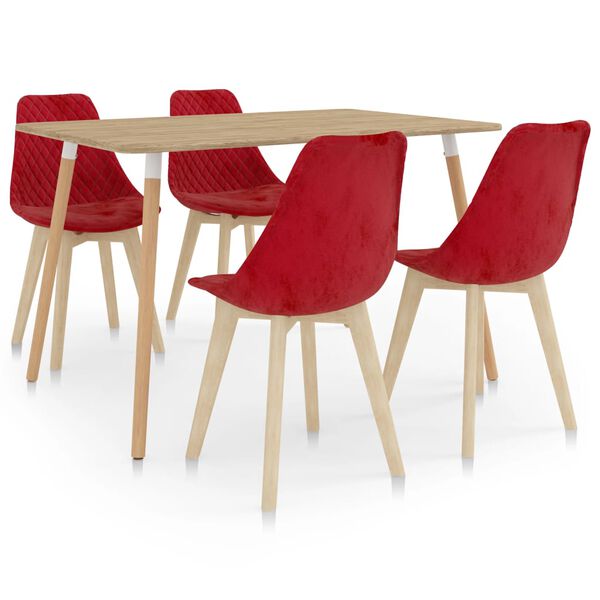 vidaXL Ensemble de salle à manger 5 pcs Rouge