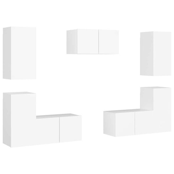 vidaXL Ensemble de meubles TV 7 pcs Blanc Bois d'ing&eacute;nierie