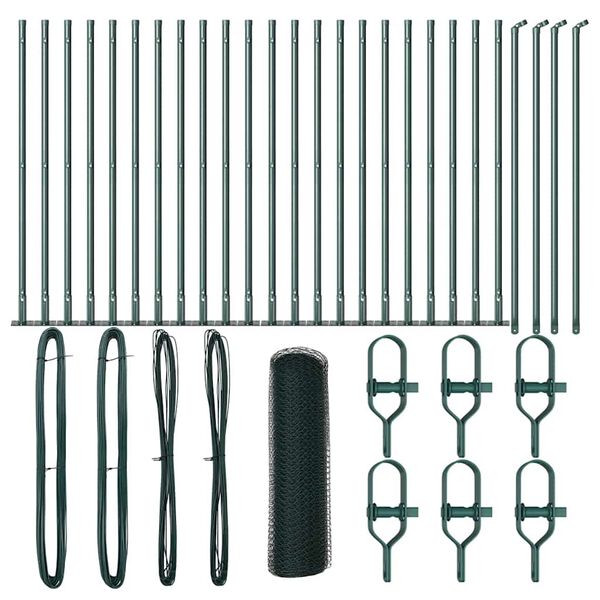 vidaXL Poteau de cl&ocirc;ture. Vert 50 x 1 m (maillage de 25 mm)