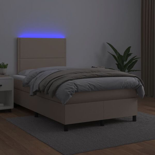 vidaXL Sommier &agrave; lattes de lit avec matelas LED Cappuccino 120x200 cm