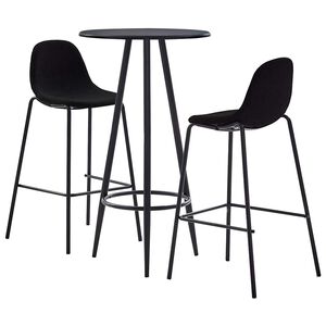 vidaXL Ensemble de bar 3 pcs Tissu Noir