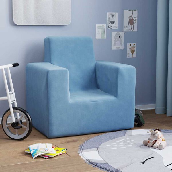 vidaXL Canap&eacute; pour enfants Bleu Peluche douce