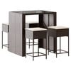 vidaXL Ensemble de bar de jardin avec coussins 5 pcs marron poly rotin