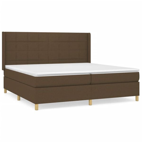 vidaXL Sommier &agrave; lattes de lit avec matelas Marron fonc&eacute; 200x200 cm
