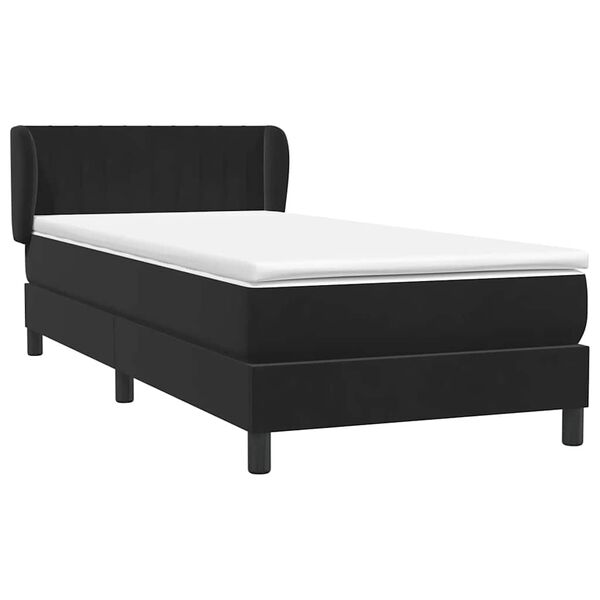 vidaXL Sommier &agrave; lattes de lit avec matelas noir 80x220 cm velours