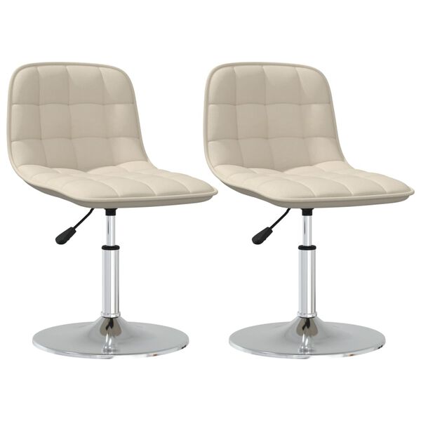 vidaXL Chaises pivotantes &agrave; manger lot de 2 cr&egrave;me tissu