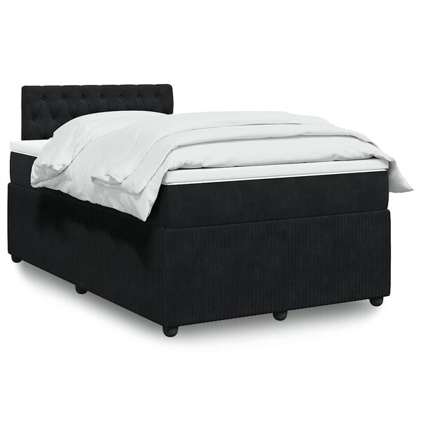 vidaXL Sommier &agrave; lattes de lit avec matelas noir 120x190 cm velours