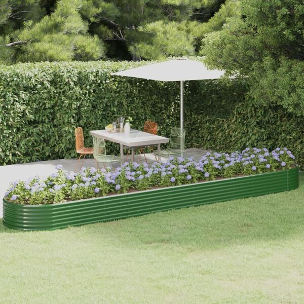 vidaXL Lit sur&eacute;lev&eacute; de jardin Acier galvanis&eacute; 507x100x36cm Vert