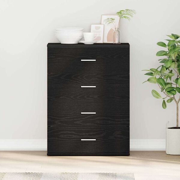 vidaXL Buffet avec tiroir Ch&ecirc;ne noir 60 x 39 x 80 cm Bois d'ing&eacute;nierie