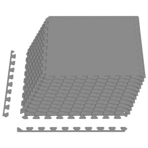 vidaXL Tapis de sol de piscine 12 pc Gris 4,32 m&sup2; Mousse EVA