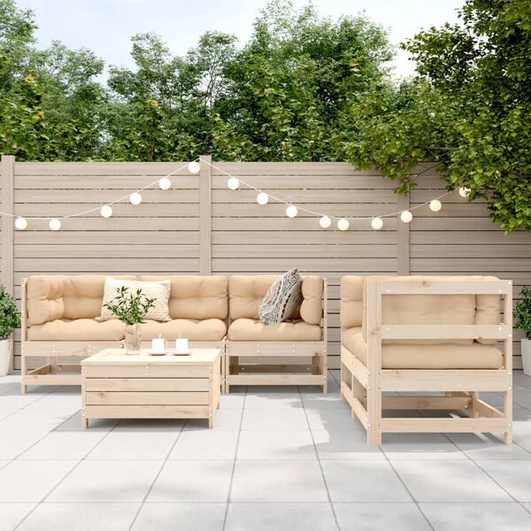 vidaXL Salon de jardin 6 pcs bois de pin massif