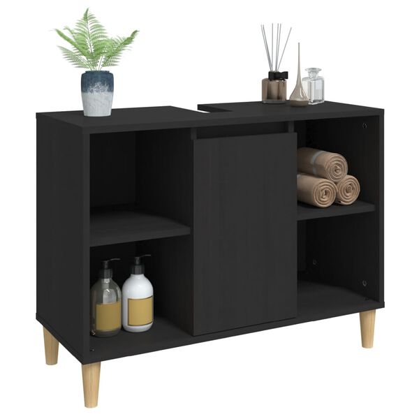 vidaXL Meuble d'évier noir 80x33x60 cm bois d'ingénierie