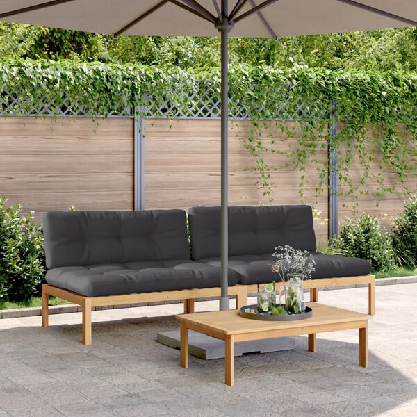 vidaXL Canap&eacute;s centraux palette de jardin 2pcs et coussins bois acacia