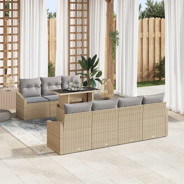 vidaXL Ensemble de canap&eacute; de jardin 8 pcs Beige et Gris clair