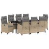 vidaXL Ensemble de salle &agrave; manger pour jardin 9 pcs Beige polyrotin