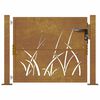 vidaXL Portail de jardin 100x75 cm en acier Corten avec motif gazon