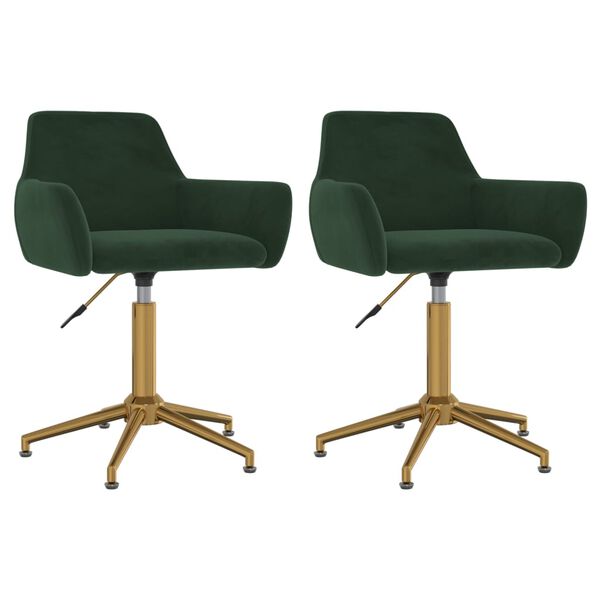 vidaXL Chaises pivotantes &agrave; manger lot de 2 Vert fonc&eacute; Velours