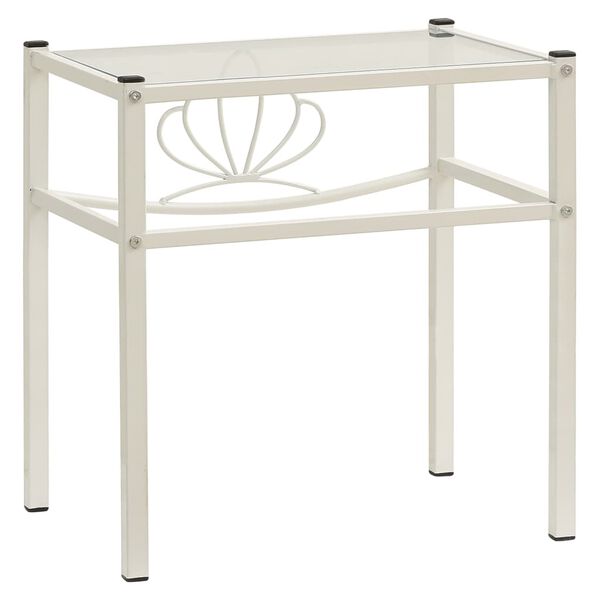 vidaXL Tables de chevet 2 pcs Blanc et transparent M&eacute;tal et verre
