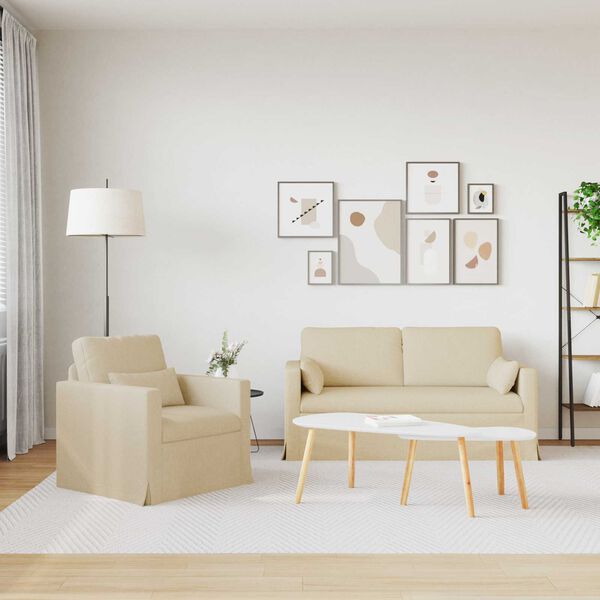 vidaXL Ensemble de Canap&eacute;s 2 pcs Cr&egrave;me 158 x 78 x 80 cm tissu